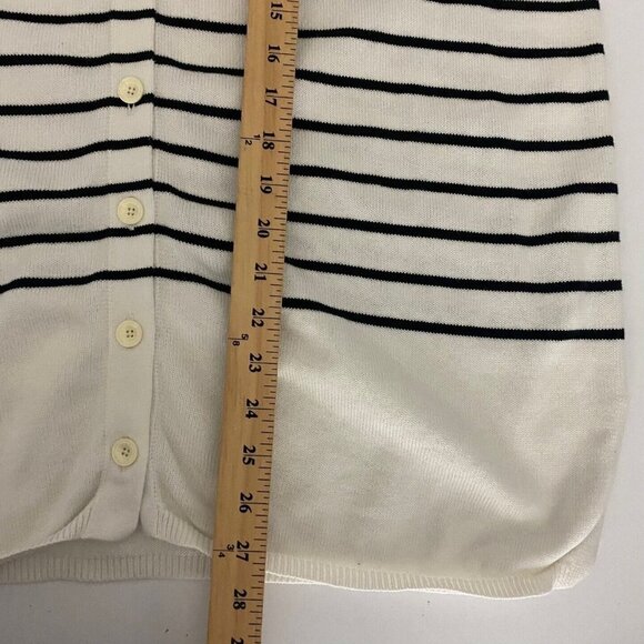 Cabi  Turnabout Reversible Cardigan Sweater Medium black n white stripes 6164 - Picture 10 of 10